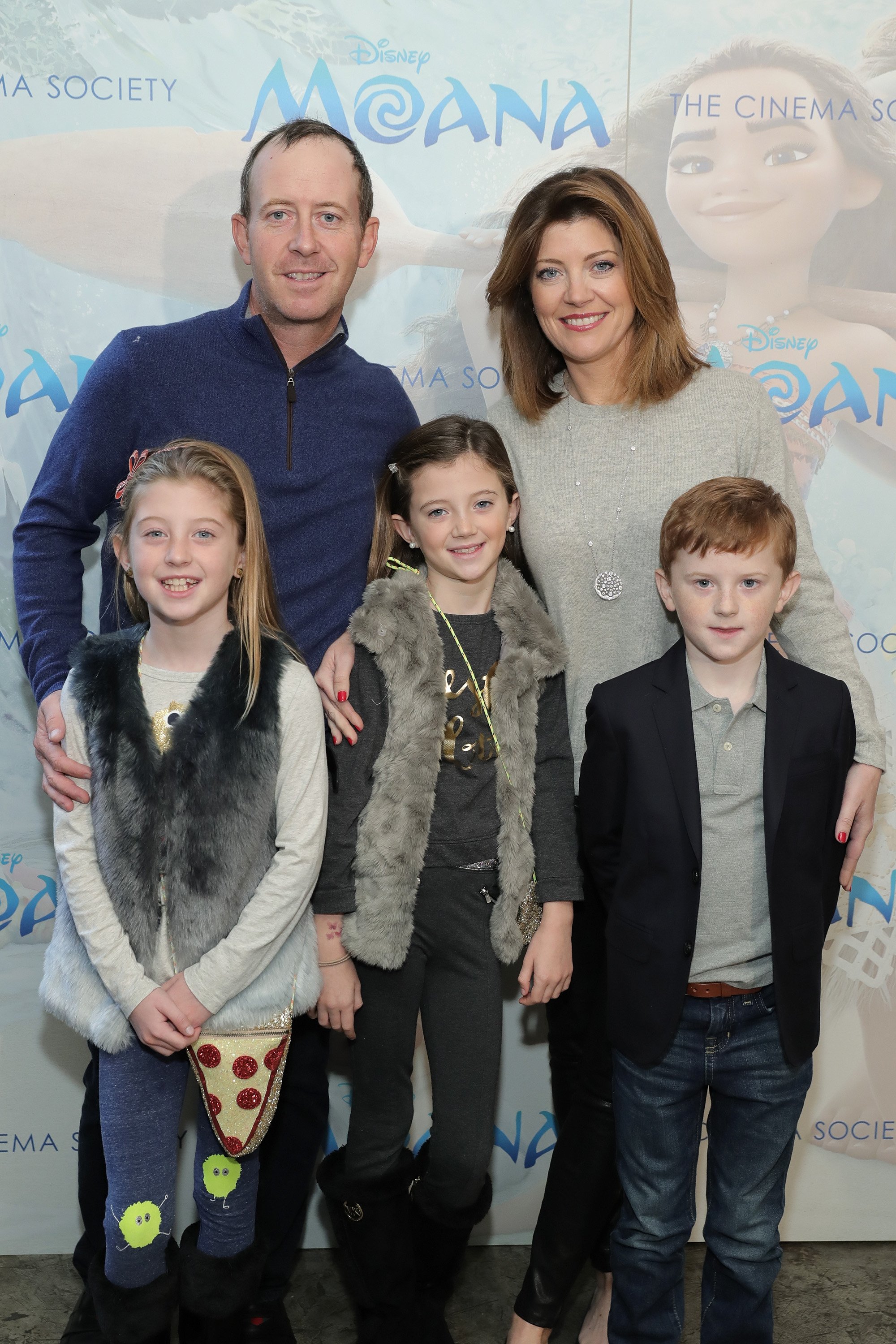 Norah O'Donnell, Geoff Tracy, Riley Norah Tracy, Grace Tracy and Henry Tracy attend the Cinema Society Screening of Disney's "Moana" at Metrograph on November 20, 2016 in New York City. | Source: Getty Images