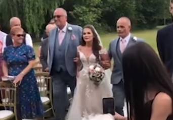 Andy Collins, Amy Walkinshaw, and Jeff Bennett at the wedding | Source: Facebook.com/Tyla