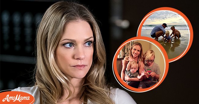 A portrait of Canadian-born actress A.J. Cook [left] A.J. Cook with her children [middle], A.J. Cook's husband and her children at the beach [right] | Photo: Getty Images  instagram.com/ajcook
