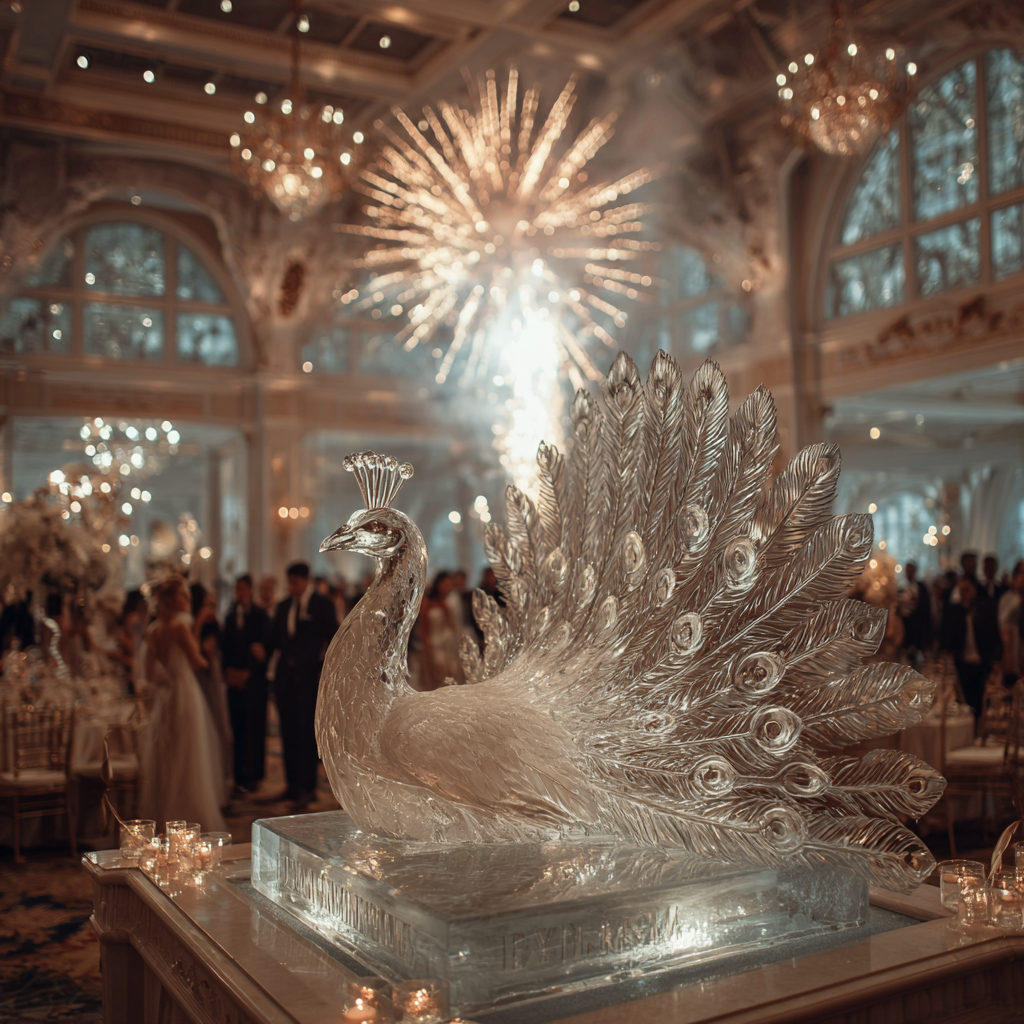 An ice sculpture at a wedding | Source: Midjourney