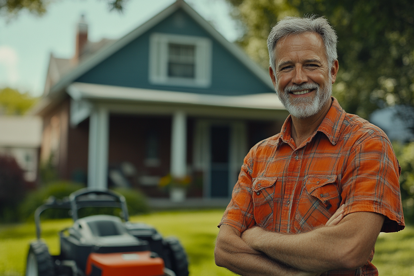 Um homem com cortador de grama | Fonte: Midjourney