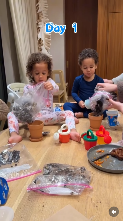 Candy Cane Chronicles Begin: Day 1 of Christmas chaos kicks off as Chrissy Teigen's children dive headfirst into the festive fun — gleefully smashing "chocolate soil" into tiny pots, totally unaware they're starring in what will become their mum's most unexpected holiday mishap. | Source: Instagram/chrissyteigen