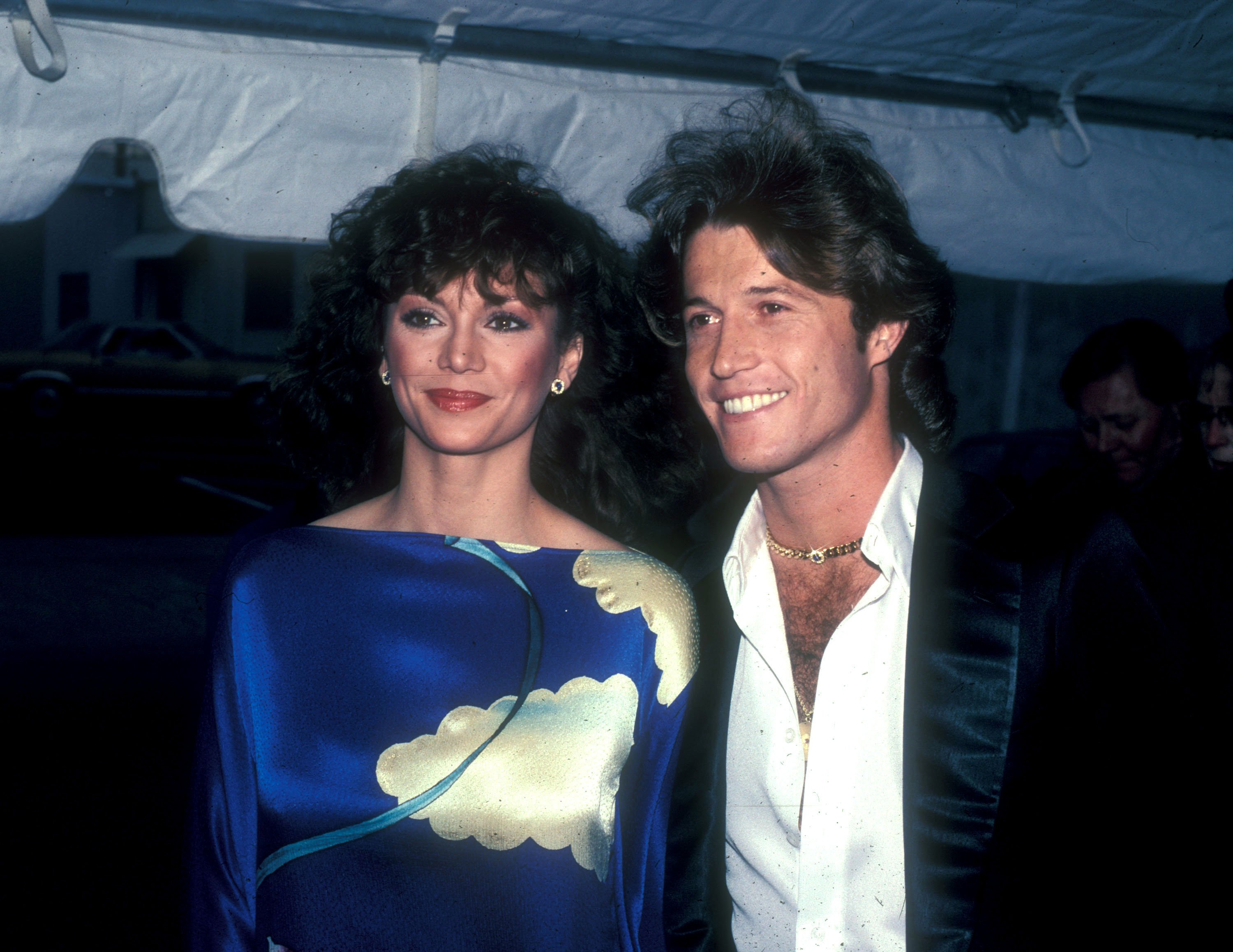 1981 file photo of Victoria Principal & Andy Gibb attending the Peoples Choice Awards. | Source: Getty Images 