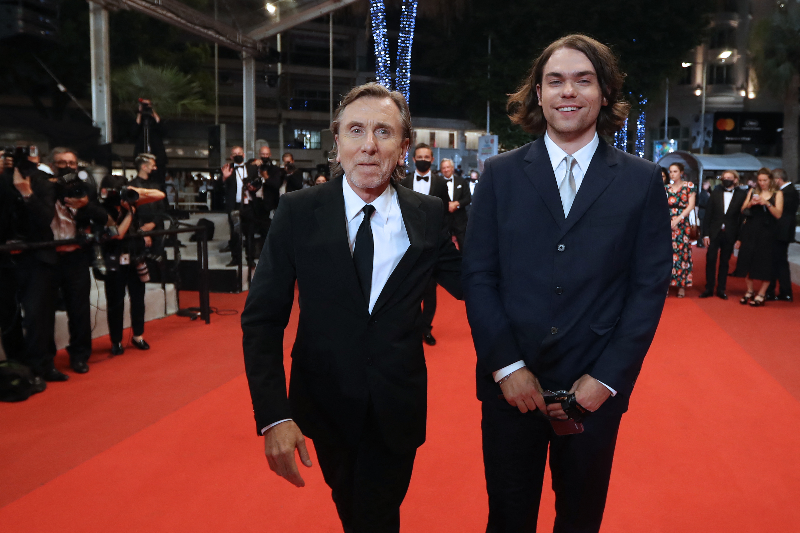 Tim and Cormac Roth at the screening of "Bergman Island" at the 74th edition of the Cannes Film Festival on July 11, 2021, in France. | Source: Getty Images