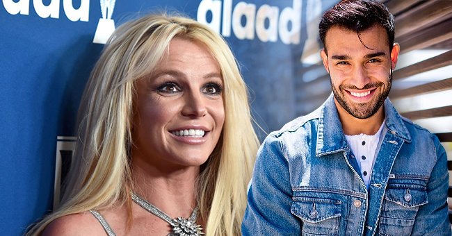 Britney Spears on April 12, 2018 in Beverly Hills, California, and Sam Asghari's Instagram post from June 23, 2021 | Photo: Getty Images - Instagram/samasghari