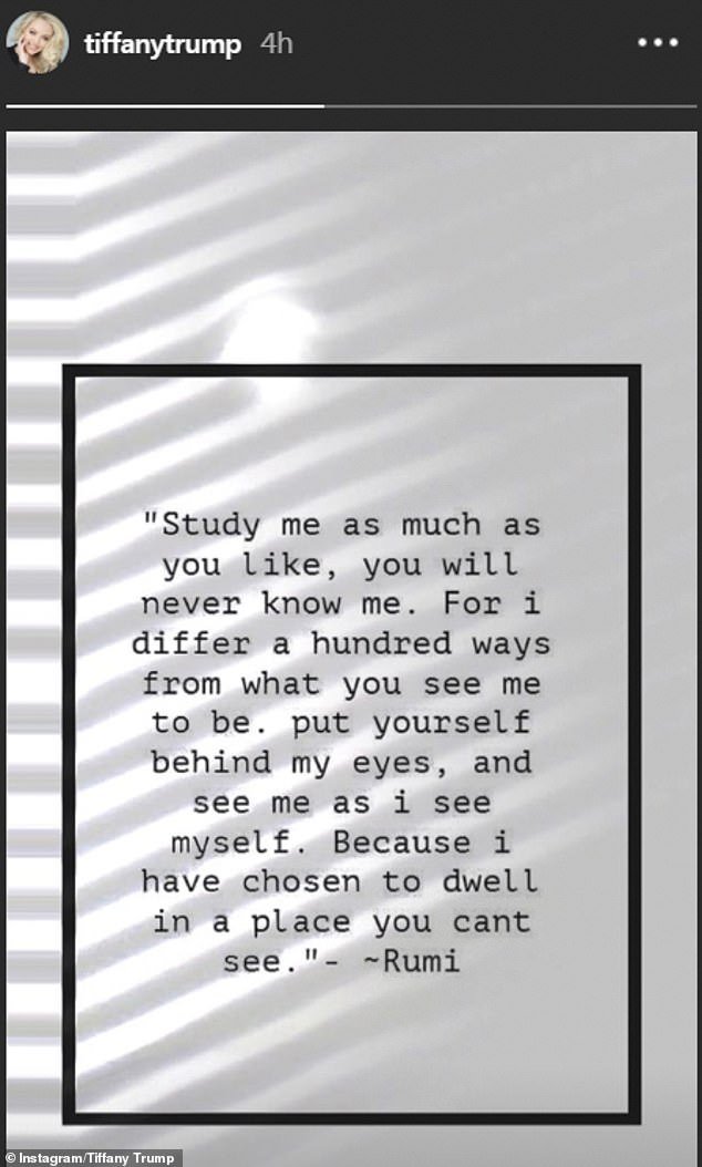 Tiffany Trump's instagram story from September 01, 2019 | Source: Instagram/tiffanytrump