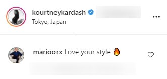 A screenshot of a fan's comment on Kourtney Kardashian's post on her Instagram.| Photo: Instagram.com/kourtneykardash/