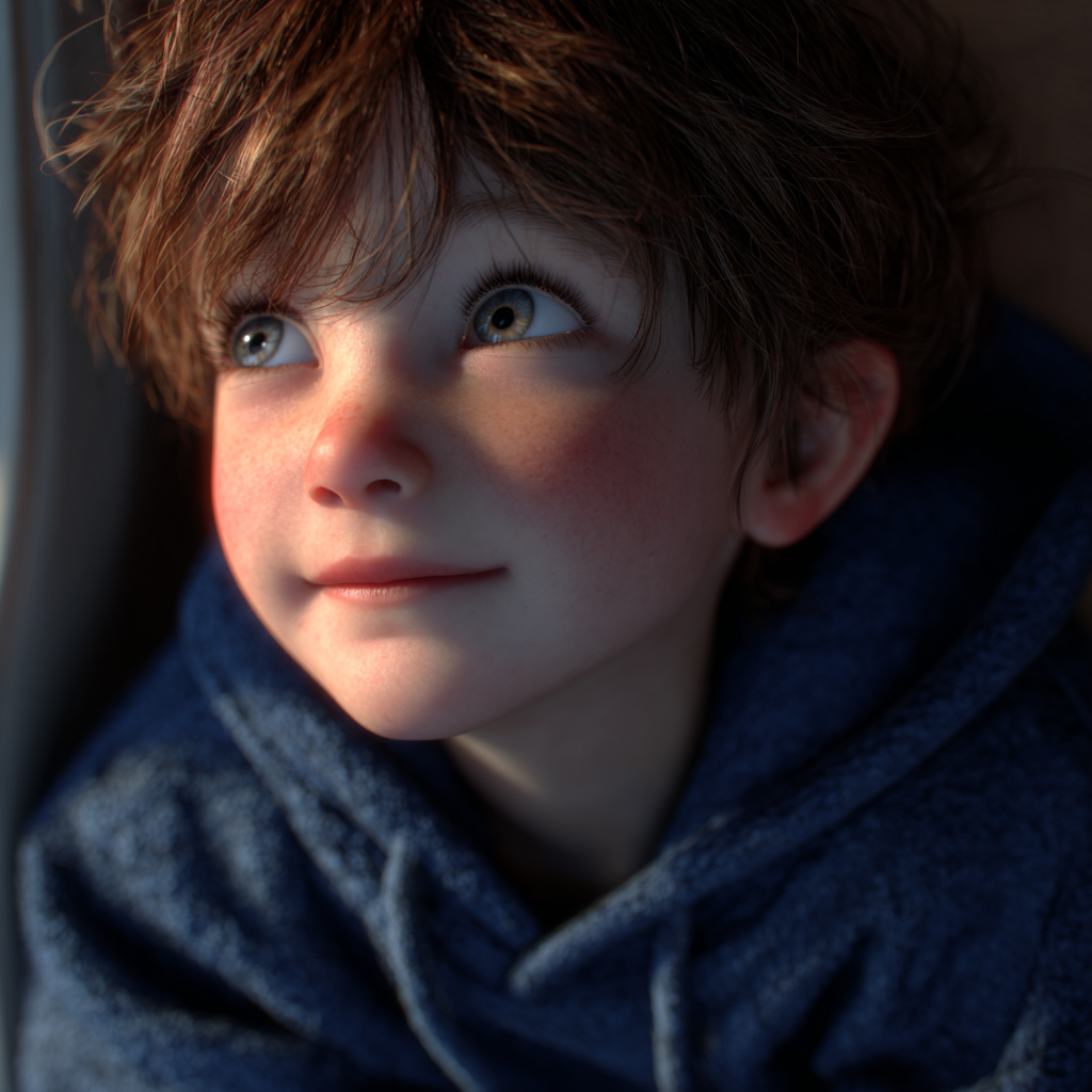 A little boy looking up with a smile | Source: Midjourney