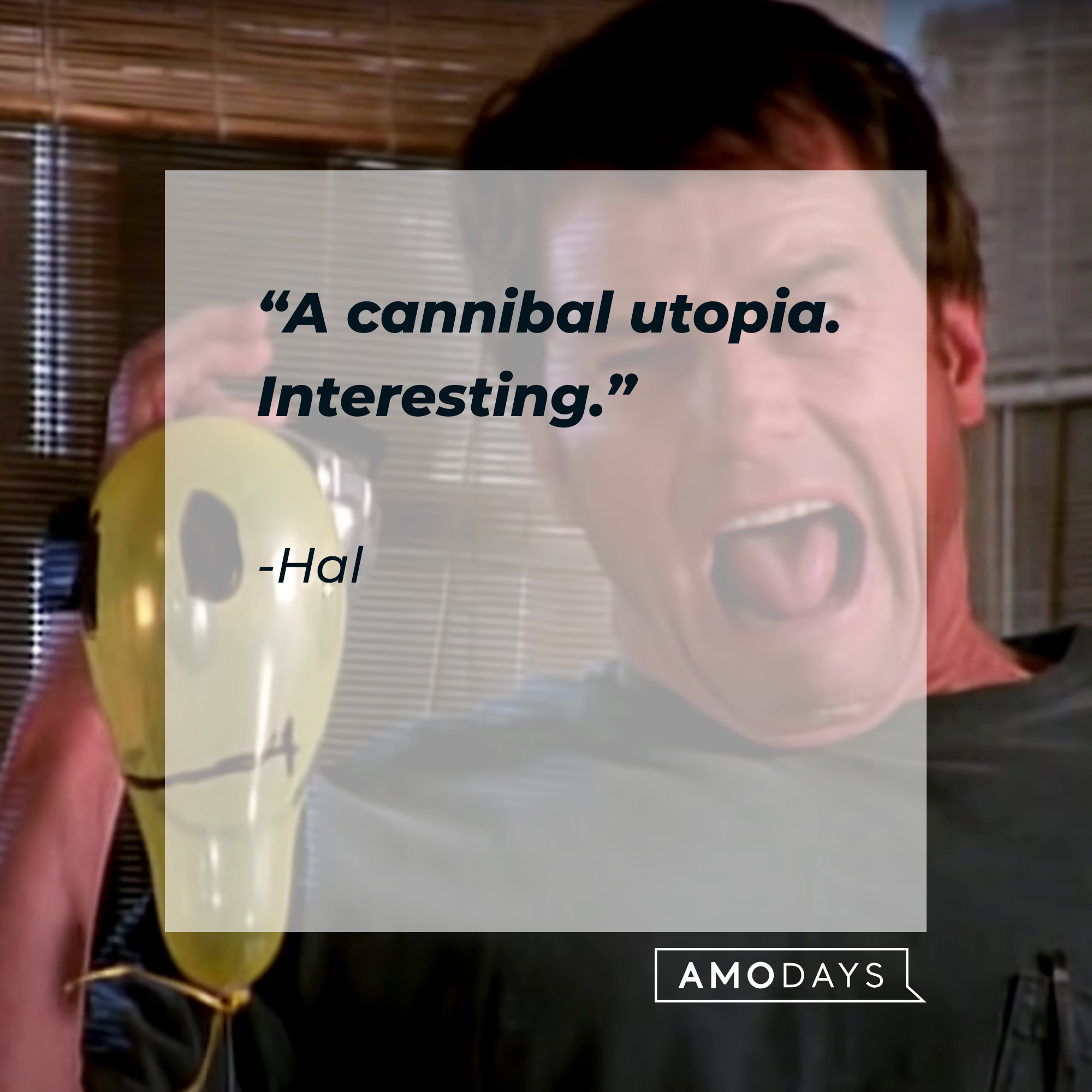 A "Malcolm in the Middle" character with Hal's quote: “A cannibal utopia. Interesting.” | Source: YouTube.com/Channel4