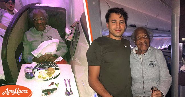 Una foto de Violet en el avión [izquierda]; Violet y Jack juntos en el avión. | Foto: Facebook.com/leah.barry.54