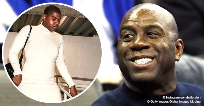 Magic Johnson's son EJ stuns in tight, white sweater dress paired with black boots