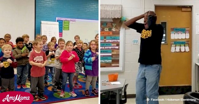 Kindergartners give deaf custodian a touching birthday surprise and the man can't hold back tears