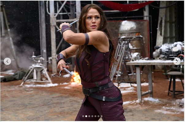 A photo of Jennifer Garner as Elektra in the film, 