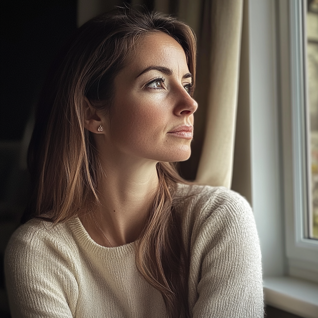 A woman looking out a window | Source: Midjourney