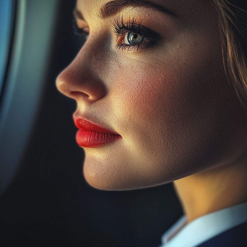 A close up of a flight attendant | Source: Midjourney