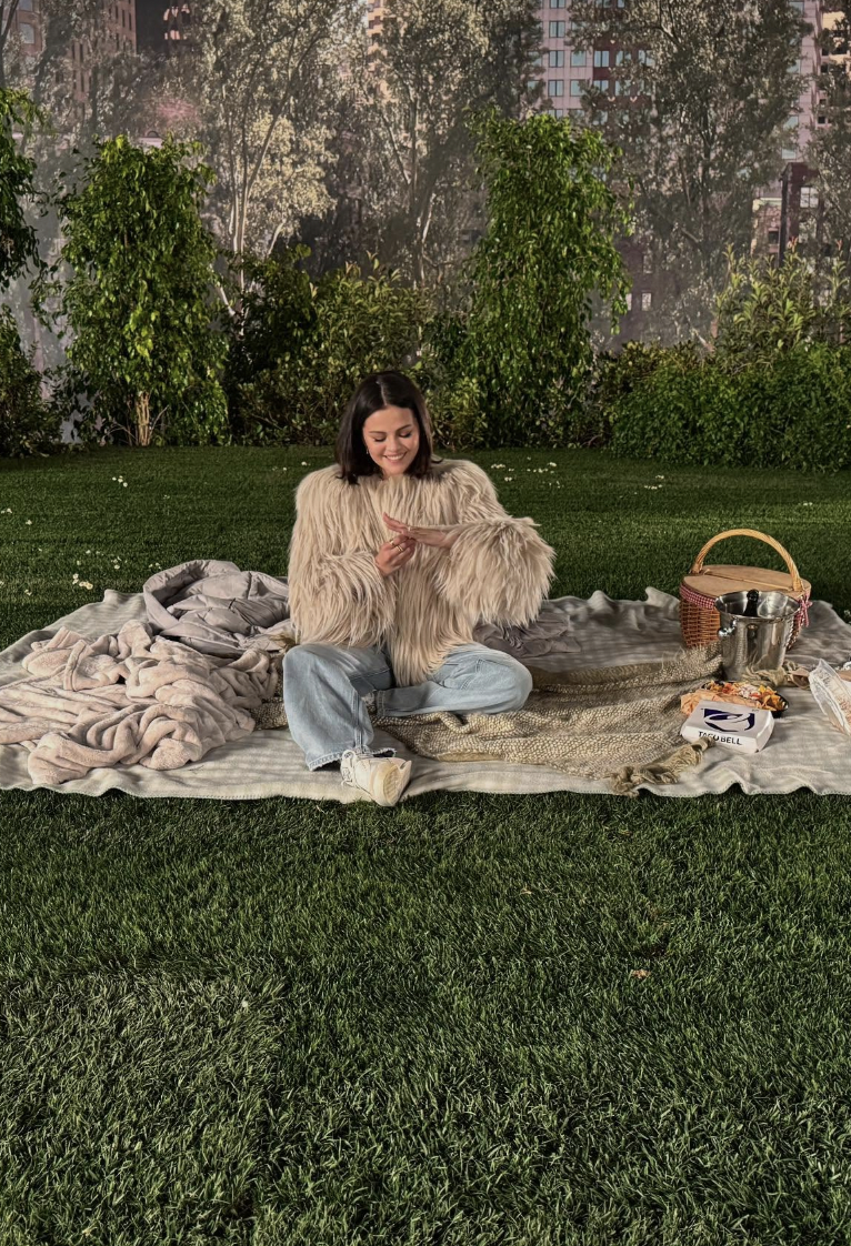 Selena Gomez sits on a picnic blanket, posted on December 11, 2024 | Source: Instagram.com/selenagomez