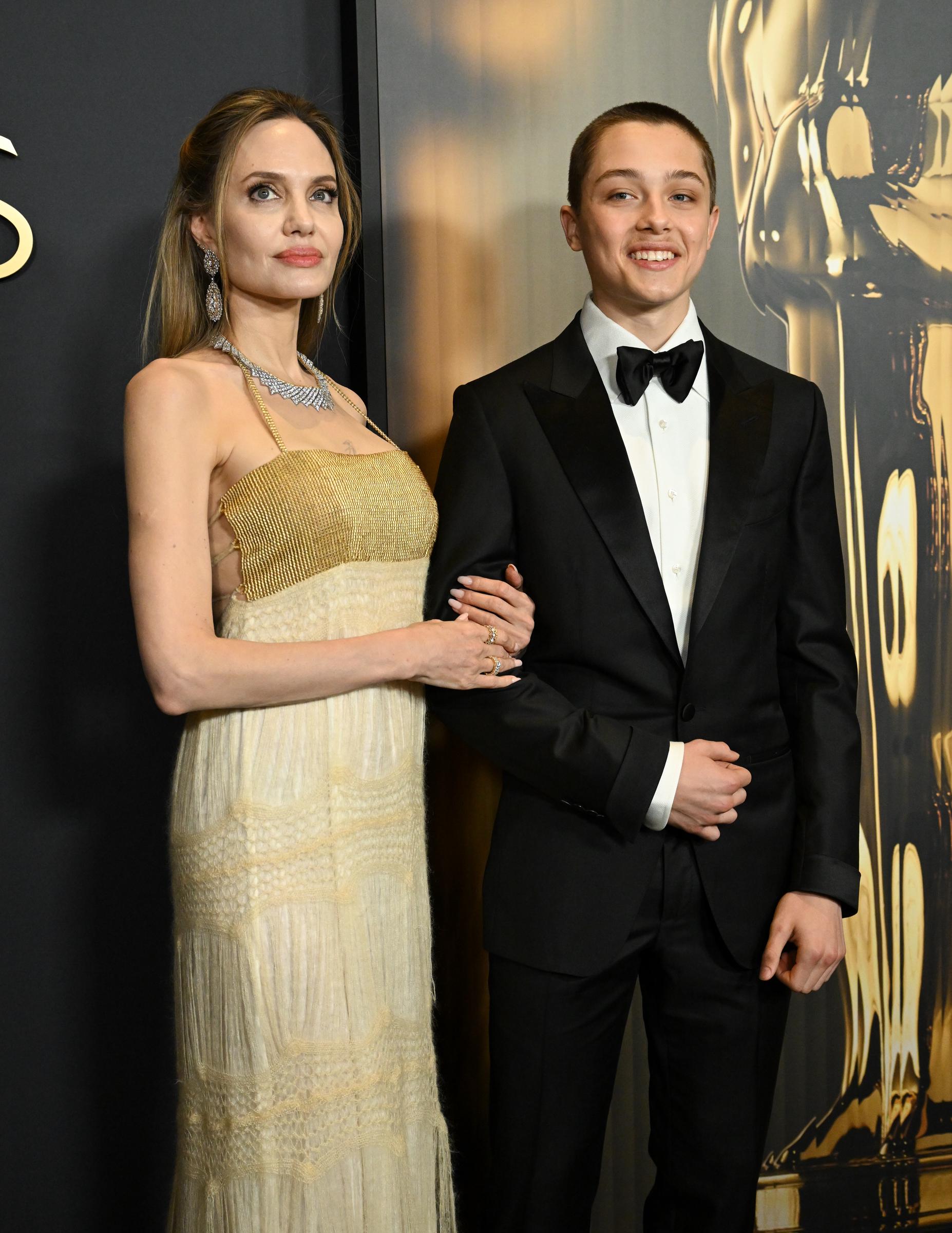 Angelina Jolie and Knox Jolie-Pitt at the Governors Awards in Hollywood, California on November 17, 2024 | Source: Getty Images