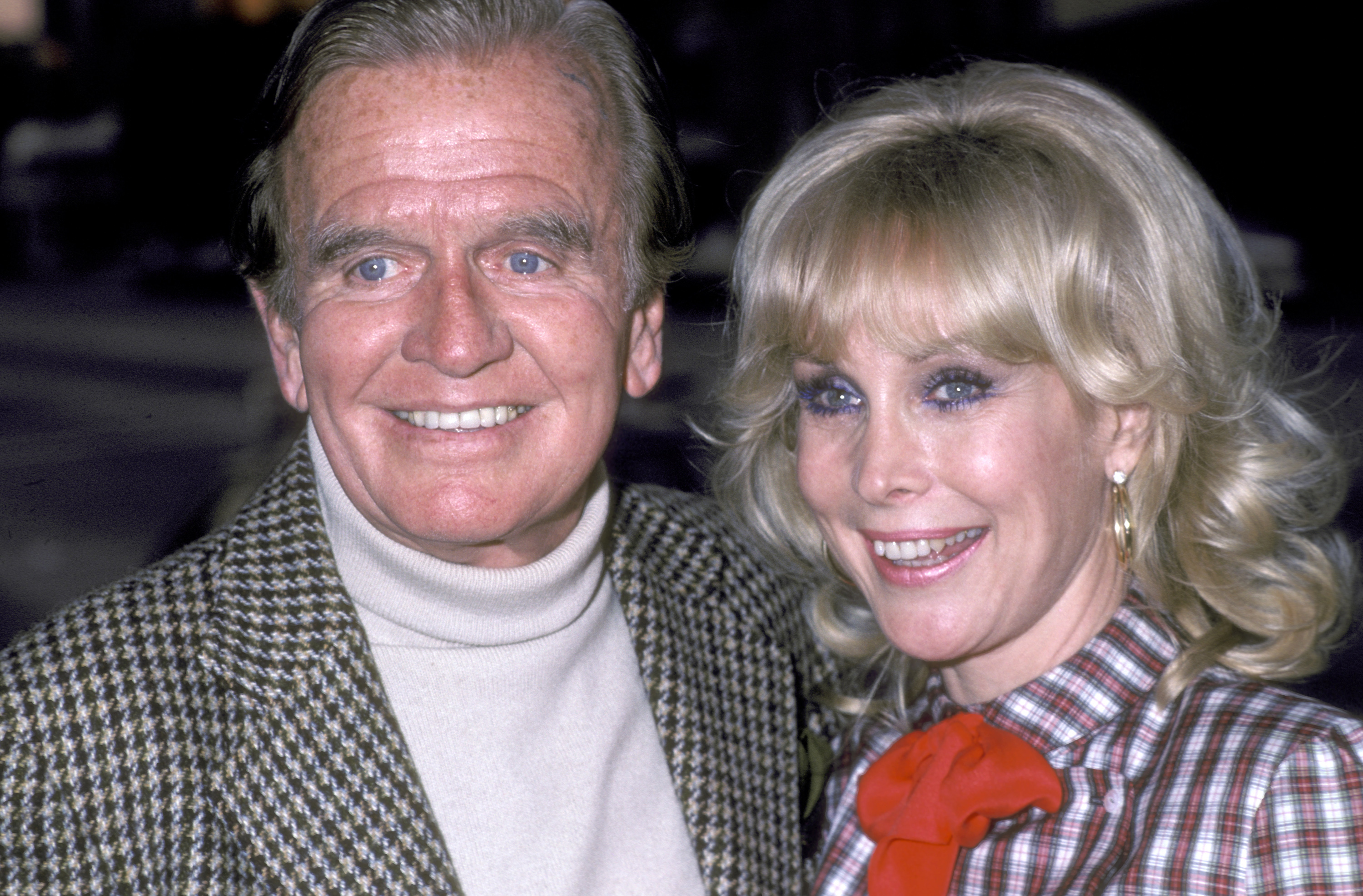 Barbara Eden and Hayden Rorke attend the viewing party for the Super Bowl XVI: San Francisco 49ers vs. Cincinnati Bengals on January 24, 1986, at a restaurant in Beverly Hills, California. | Source: Getty Images