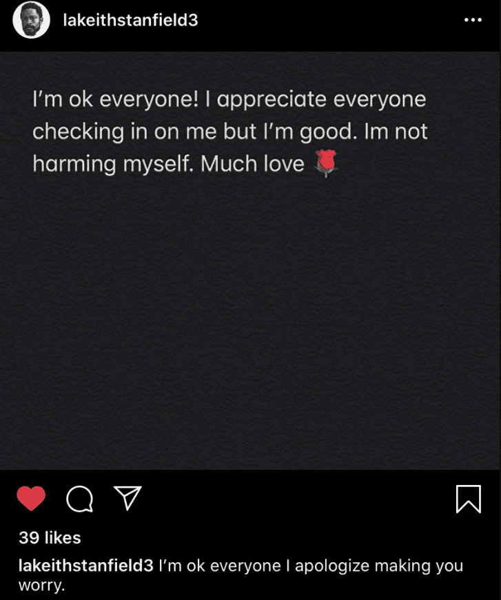 Actor LaKeith Stanfield thanks his fans and friends for reaching out to him on August 12, 2020 following his alarming posts. | Source: Instagram/lakeithstanfield3 