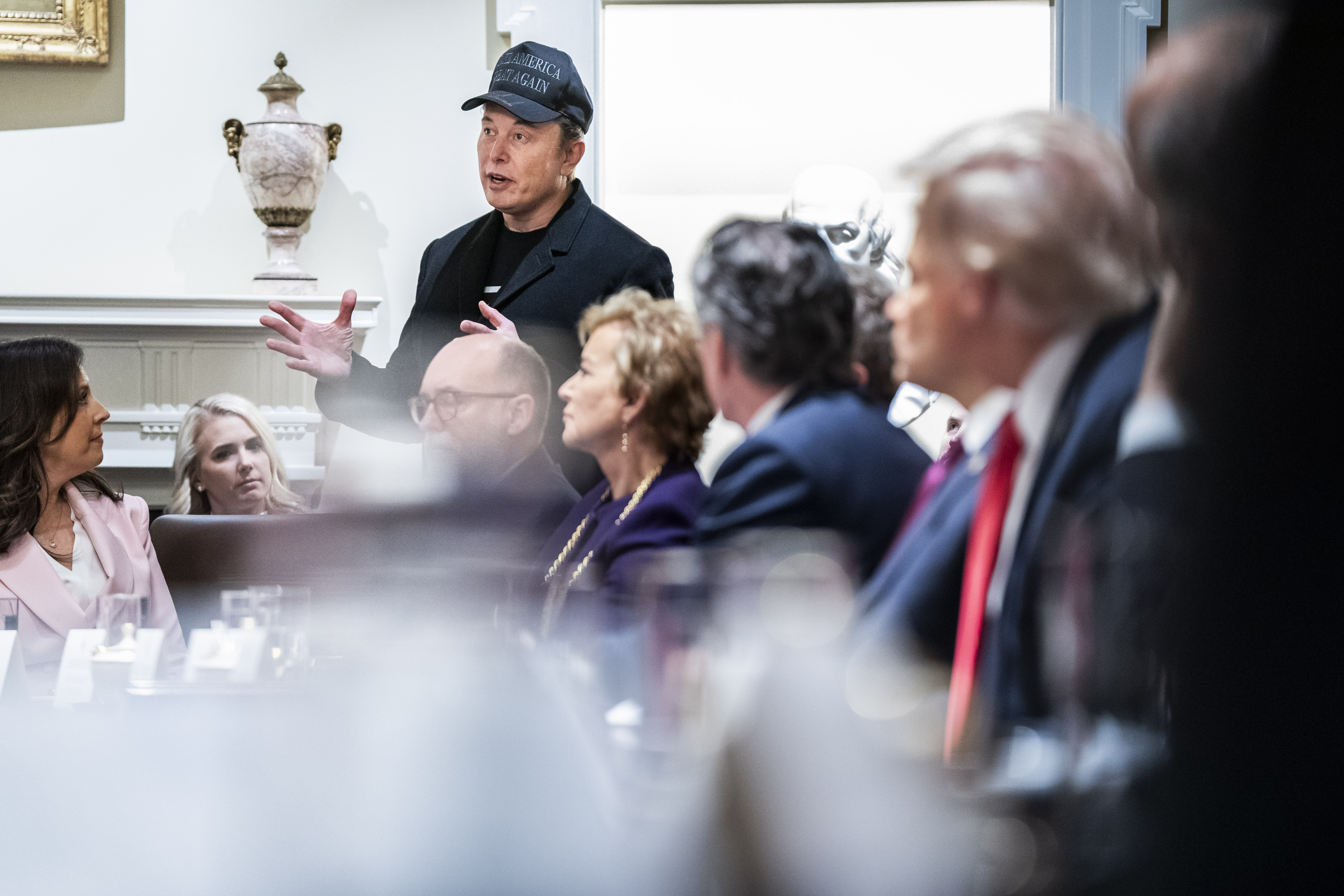 Elon Musk, Department of Government Efficiency leader, speaks at a cabinet meeting at the White House in Washington, DC, on February 26, 2025 | Source: Getty Images