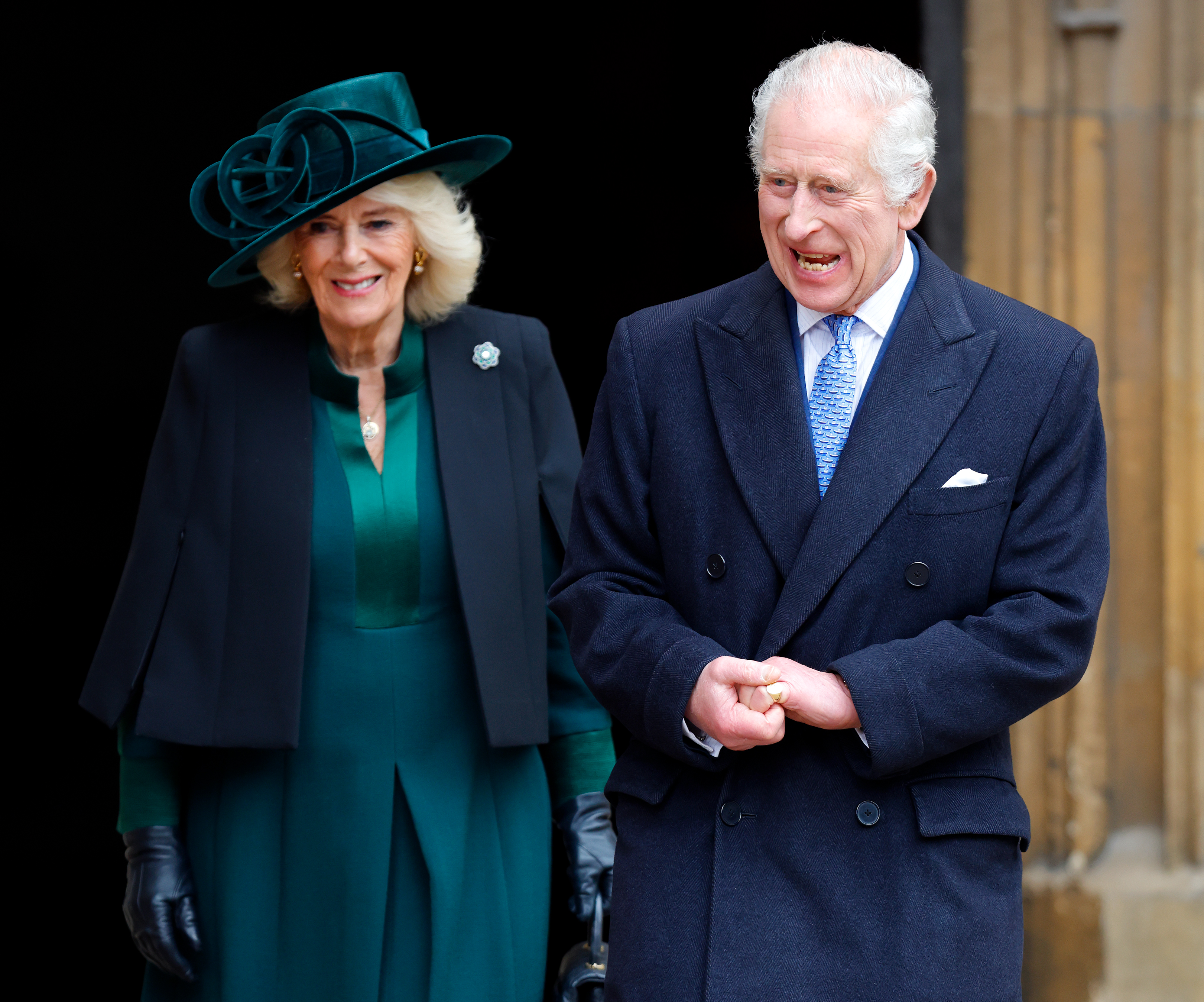 Queen Camilla and King Charles III at the 2024 Easter Mattins Service in Windsor, England on March 31, 2024 | Source: Getty Images