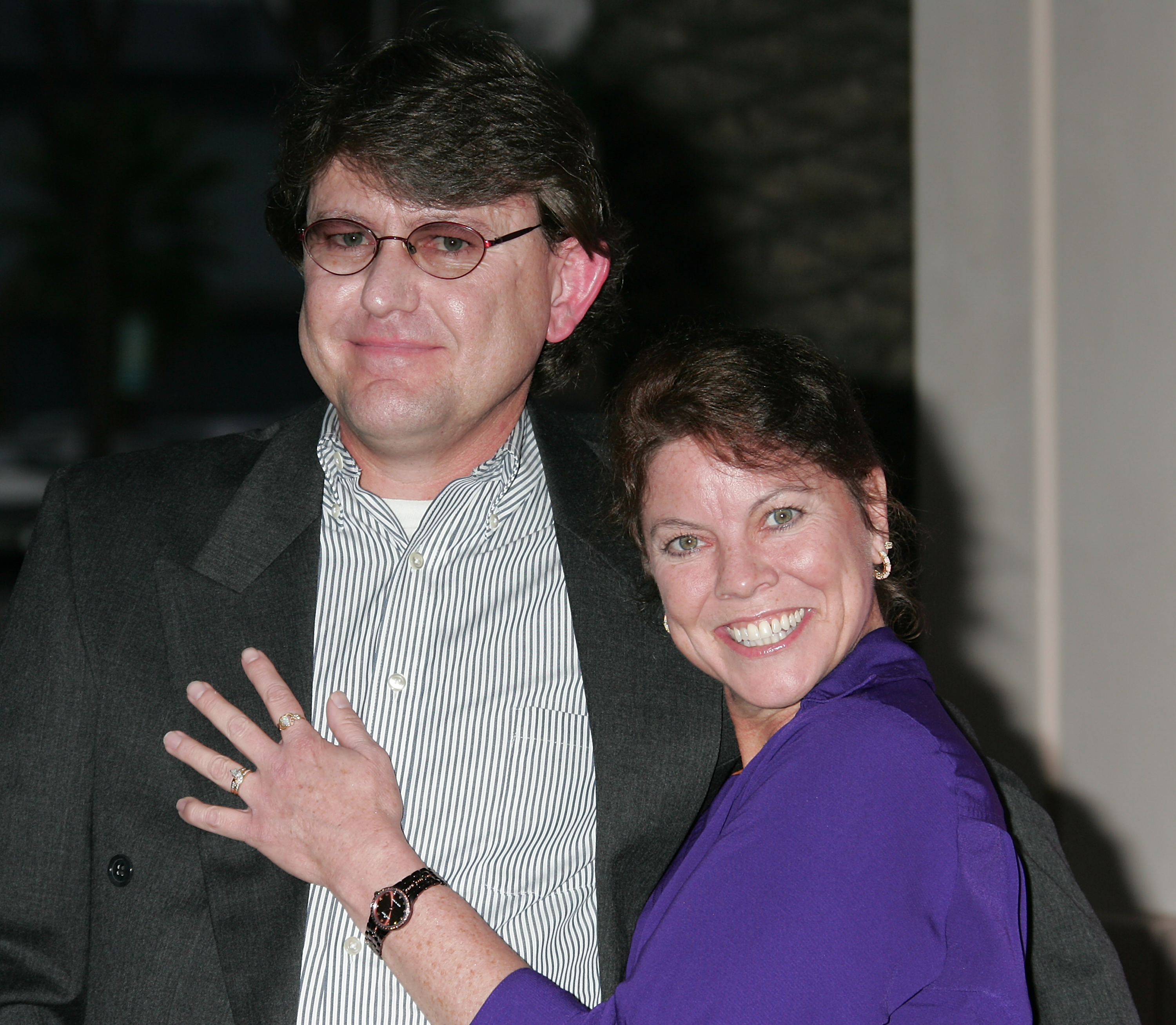 Actress Erin Moran (R) and her husband Steven Fleischmann at the Academy of Television Arts & Sciences on May 6, 2008, in North Hollywood, California. | Source: Getty Images