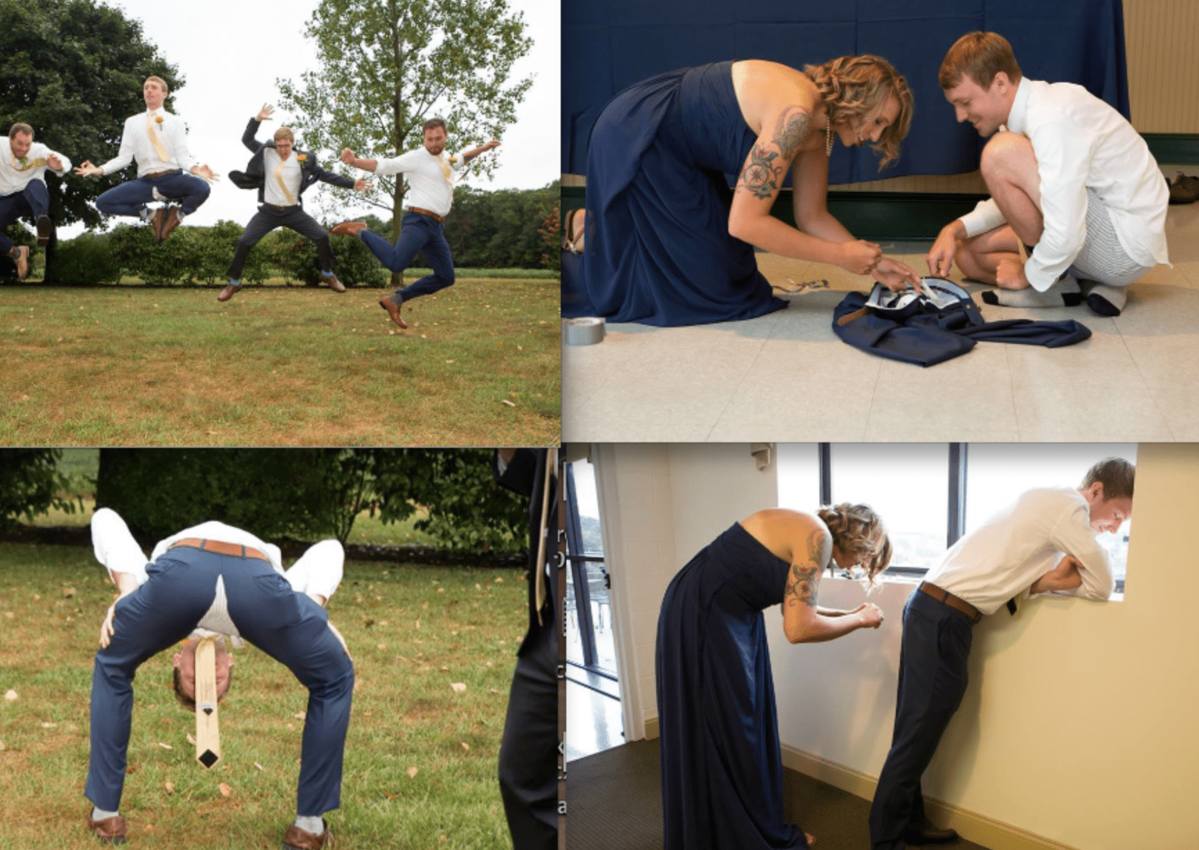 Groom tore his pants so his bride helped fix the issue. | Source: imgur.com/2gLPTYY