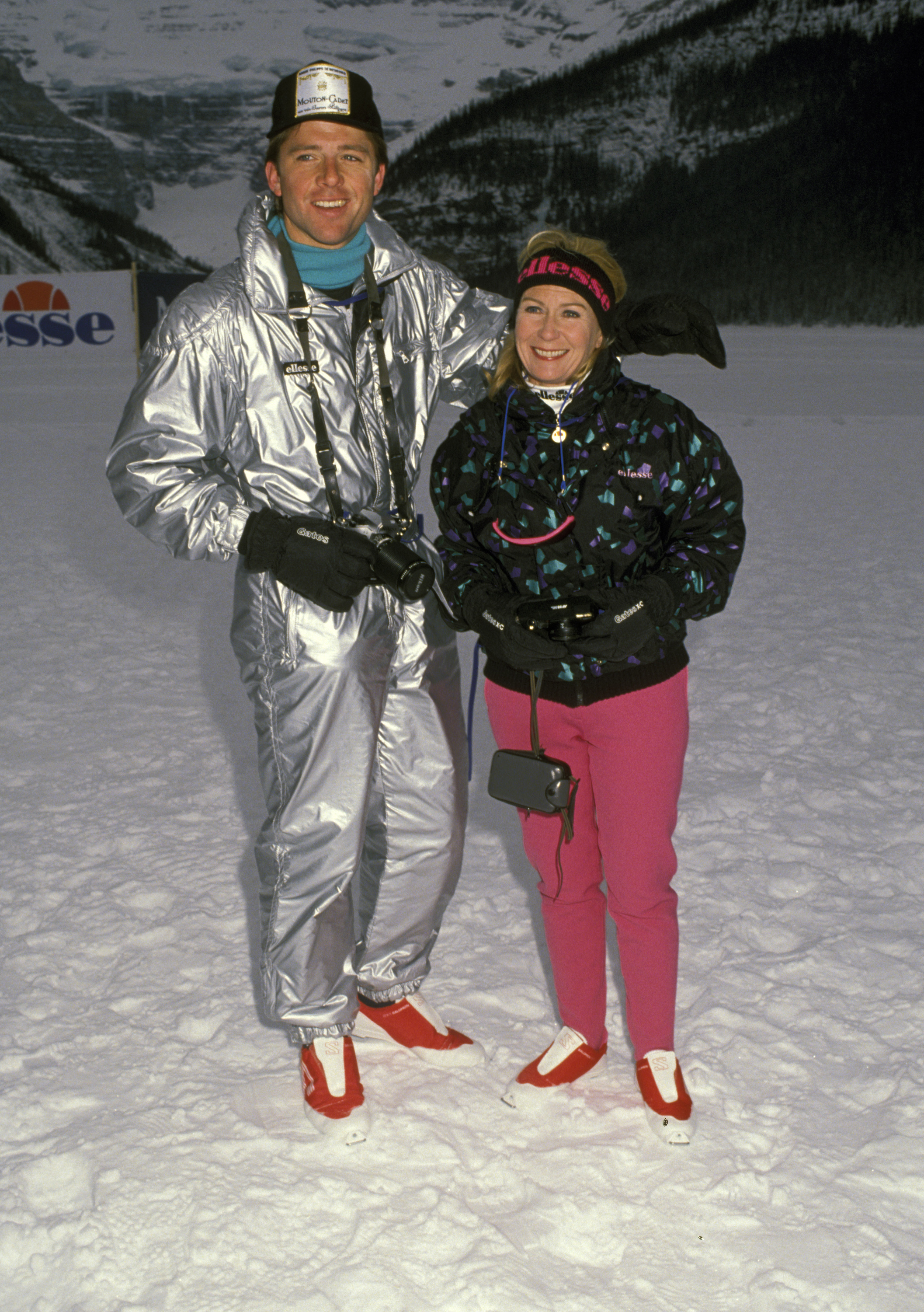 Maxwell Caulfield and the actress during Chateau Lake Louise Centennial Celebrity Sports Invitational on January 18, 1990, in Alberta, Canada. | Source: Getty Images