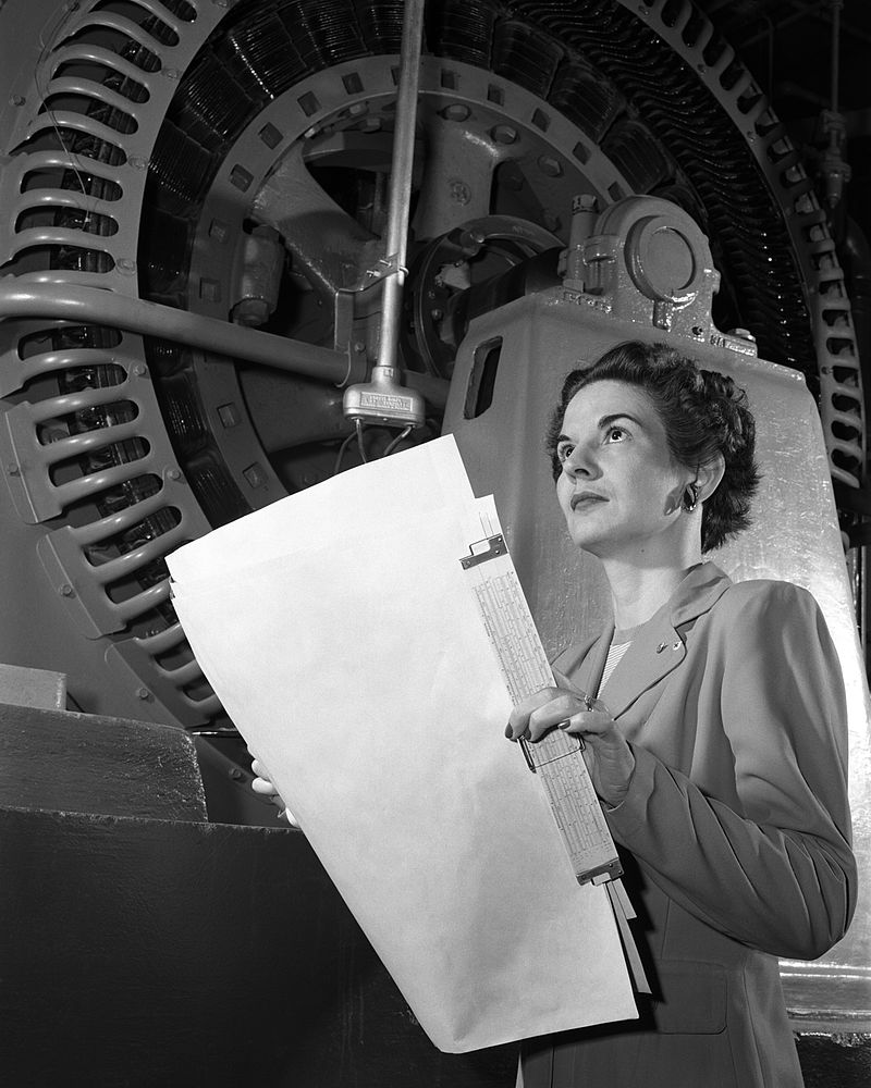 Kitty Joyner, an electrical engineer for the NACA, at work in 1952. | Source: Wikimedia Commons/NACA