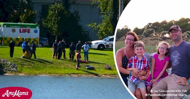 Mother of two risks her life to rescue a man drowning in his car while her children watch 