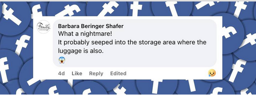 A user comments on the situation where a lavatory leak flooded the aisle of an American Airlines flight, from a post dated December 15, 2024 | Source: Facebook/ABCNews