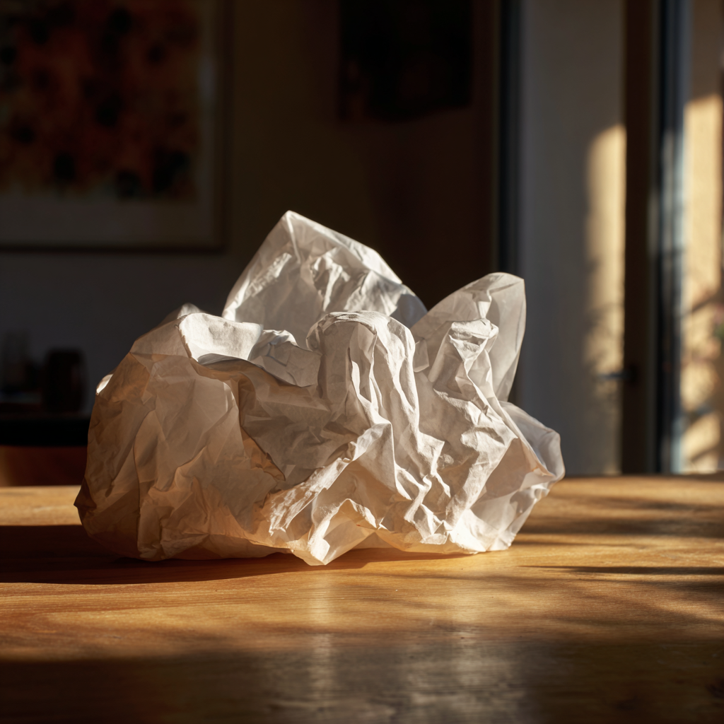 A crumpled napkin | Source: Midjourney