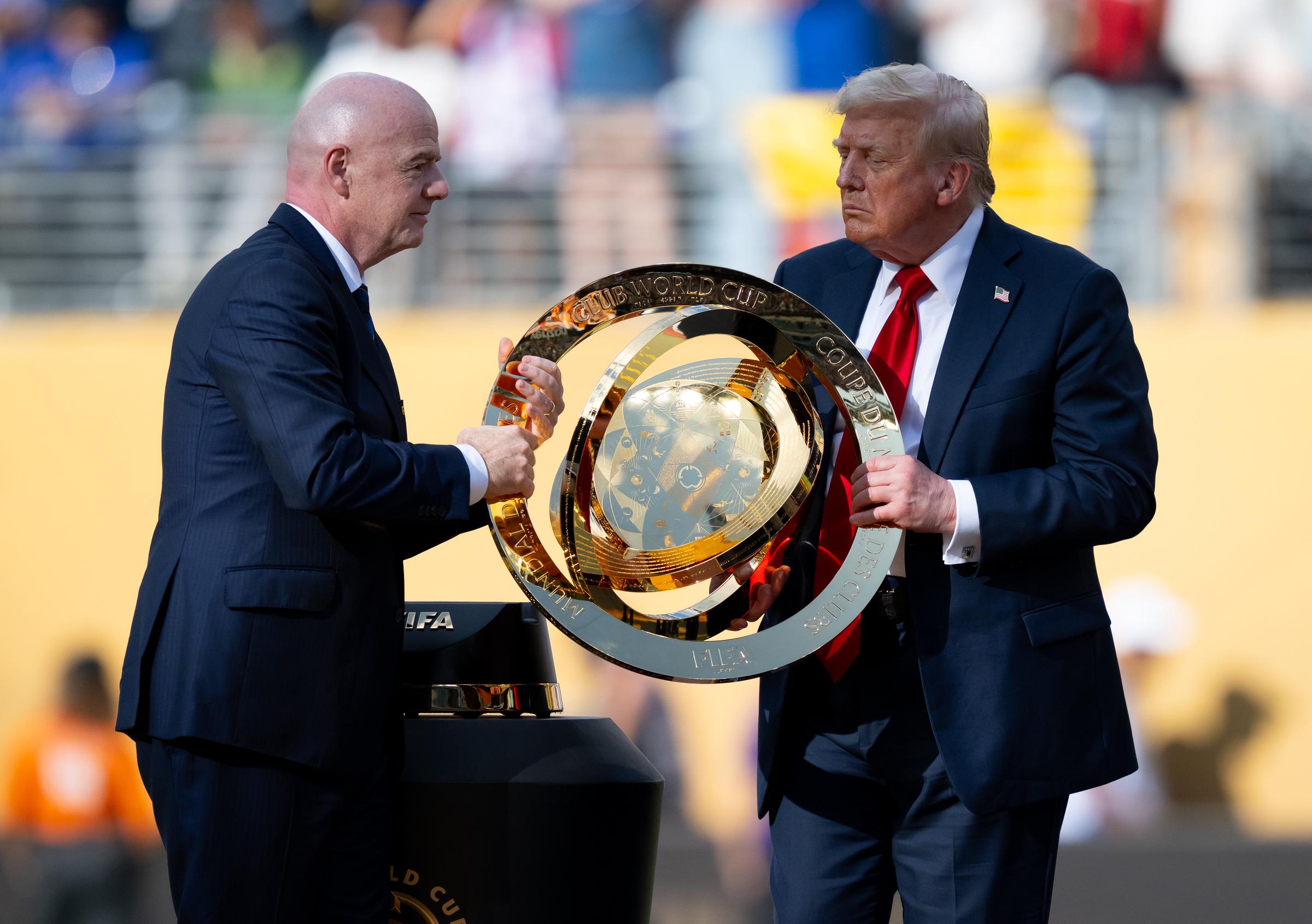 Donald Trump and Gianni Infantino following the FIFA Club World Cup final match between PSG and Chelsea at MetLife Stadium on July 13, 2025, in New Jersey. | Source: Getty Images