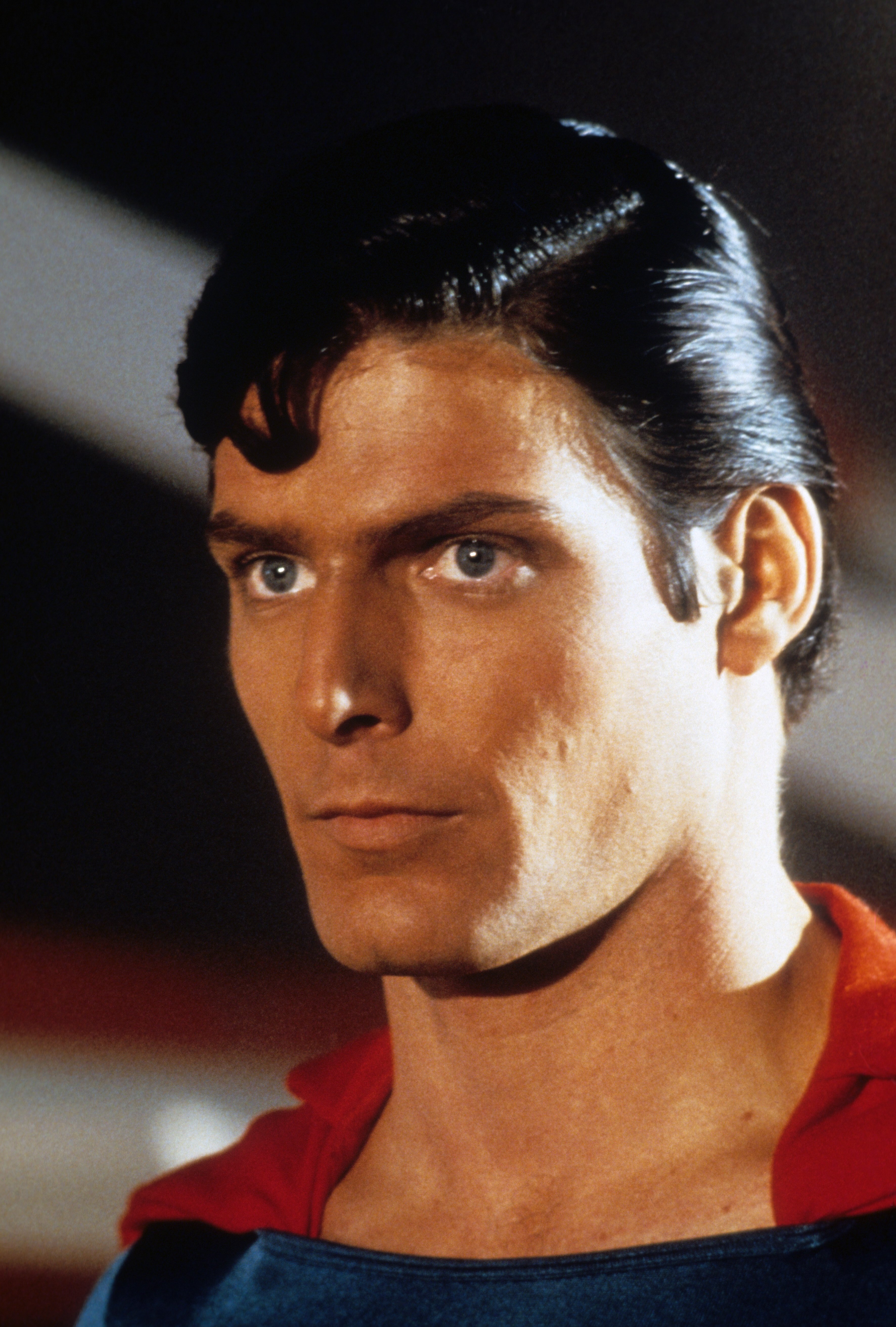 A headshot Christopher Reeve as Superman in a scene from the film, "Superman," in 1978. / Source: Getty Images
