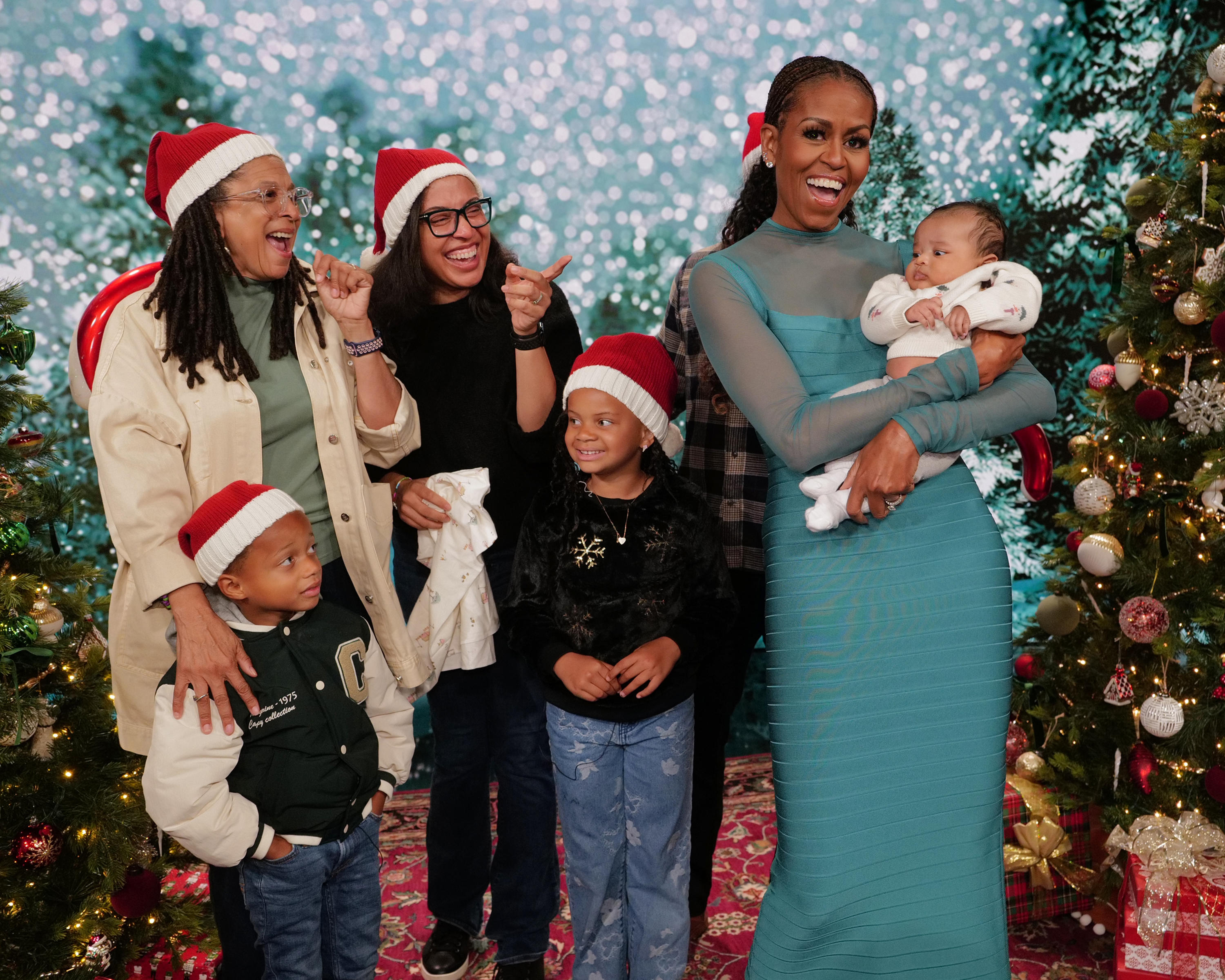 Michelle Obama with other guests on "Jimmy Kimmel Live," on December 15, 2025 | Source: Getty Images