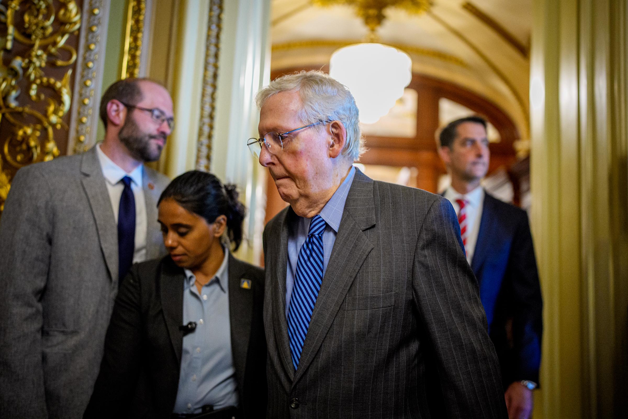 Public appearances like this continued after several earlier health incidents had drawn national attention. Even so, McConnell remained active on Capitol Hill throughout 2025 as he prepared to complete his final Senate term. | Source: Getty Images