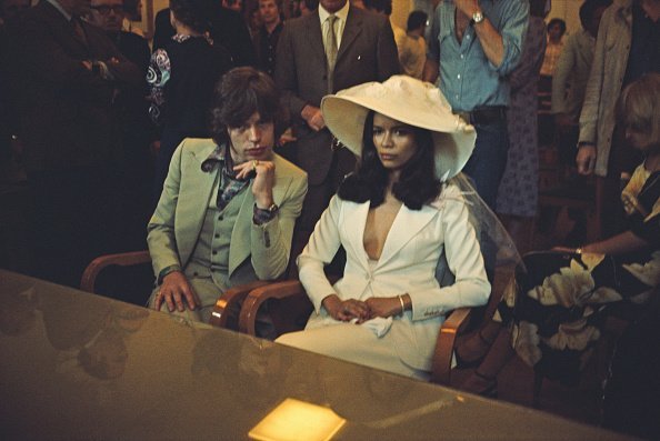 Mick and Bianca Jagger at their civic wedding ceremony in Saint Tropez, France on 12th May 1971. | Photo: Getty Images
