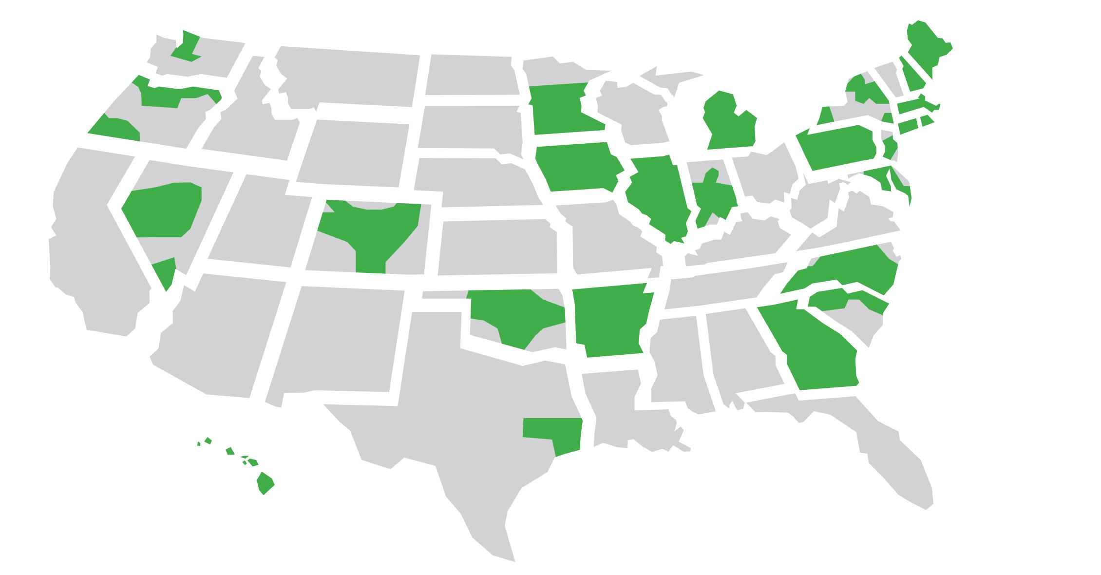 Illustration of the United States. Illnesses linked to the Salmonella outbreak have been reported in 17 states while federal investigators continue tracing the source. | Source: ChatGPT
