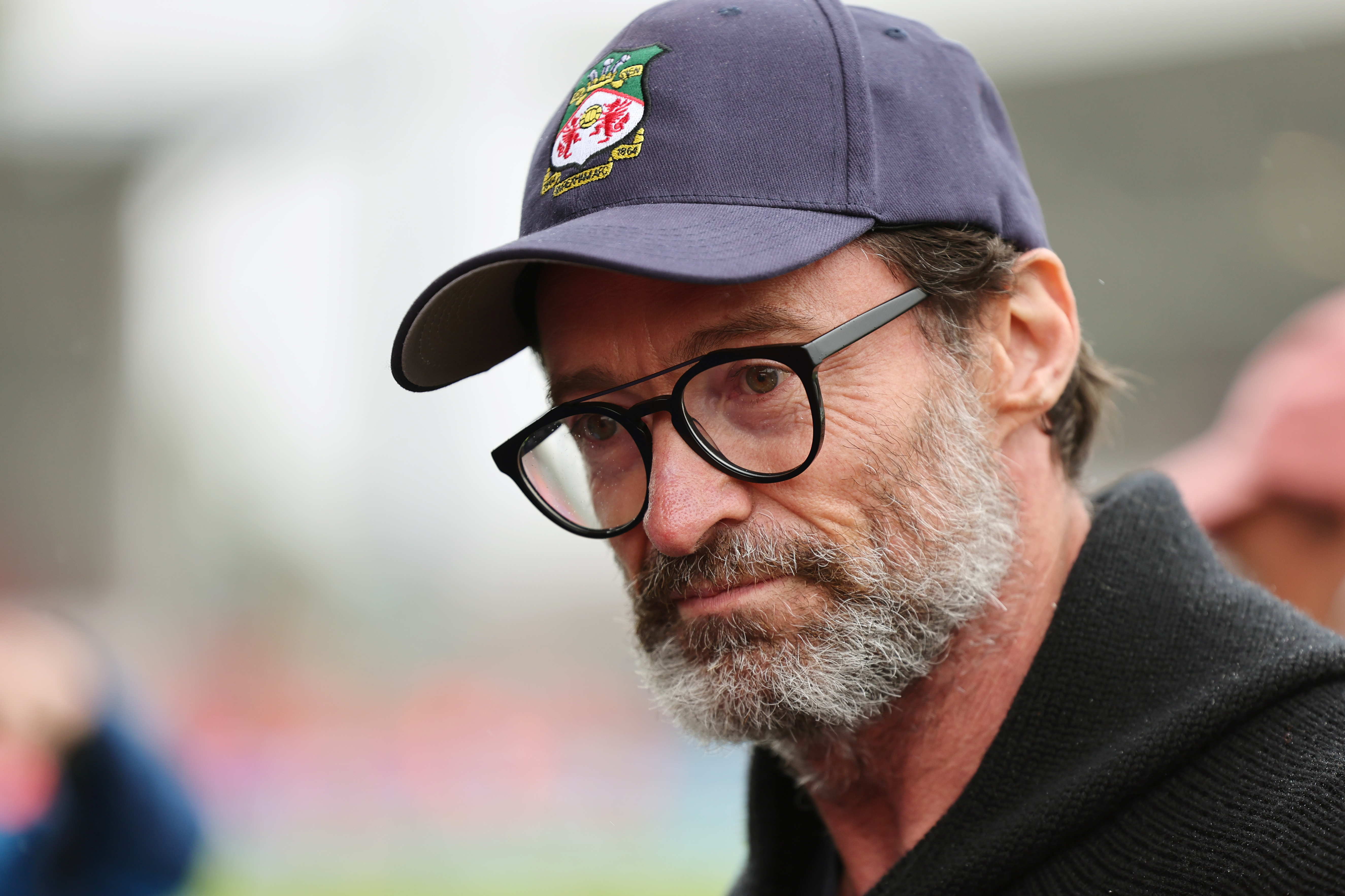Hugh Jackman at the Sky Bet League Two match between Wrexham and Milton Keynes Dons in Wrexham, Wales on August 5, 2023 | Source: Getty Images