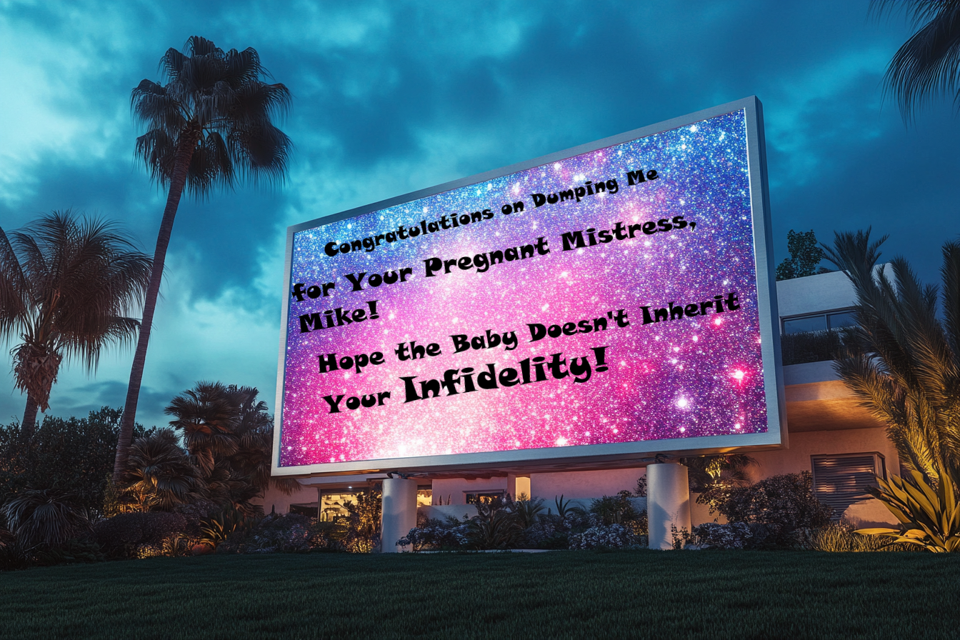 A billboard outside a house | Source: Midjourney