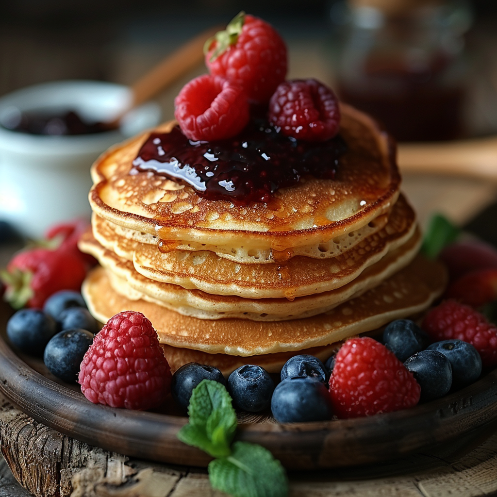 Pancakes with blueberries | Source: Midjourney