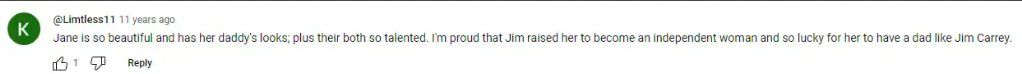 Fan comment about Jane and Jim Carrey, dated January 24, 2012 | Source: YouTube/@Hollywood