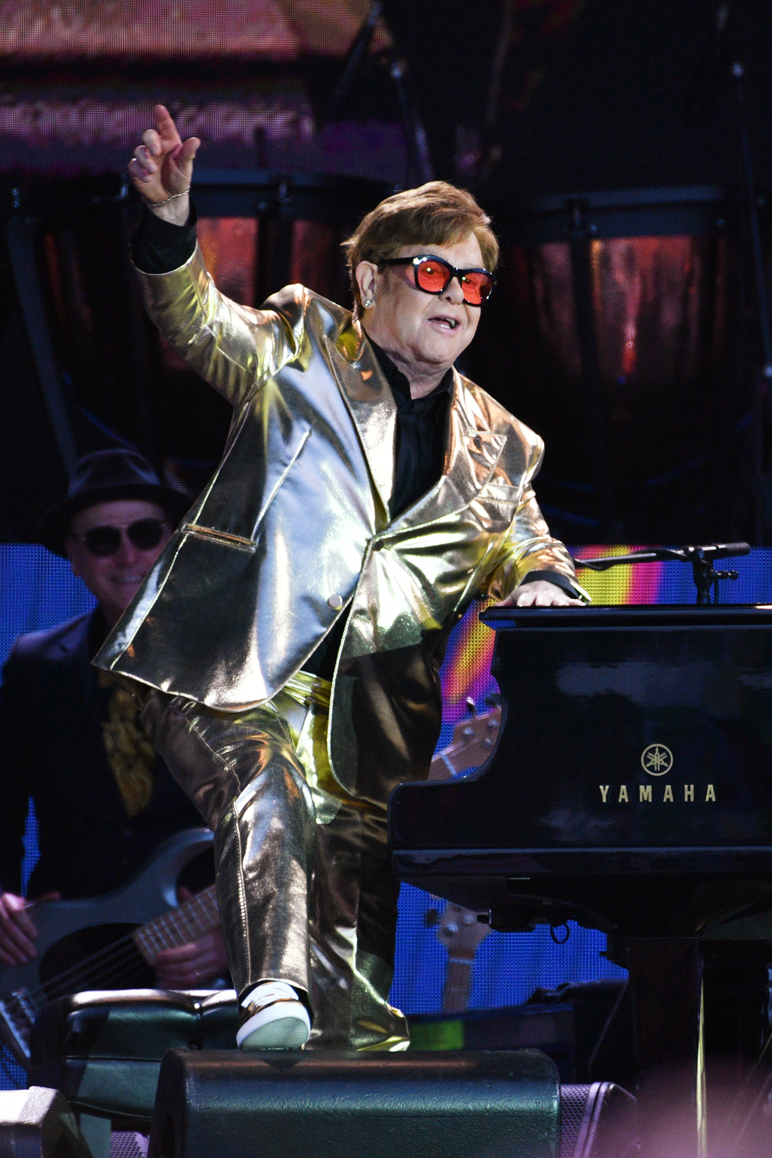 Elton John performs on the Pyramid stage during day 5 of Glastonbury Festival 2023 Worthy Farm, Pilton on June 25, 2023, in Glastonbury, England. | Source: Getty Images