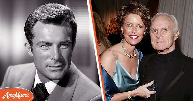 [Left]Robert Conrad on set; [Right] Robert Conrad and his wife, Lavelda at an event | Source: Getty Images
