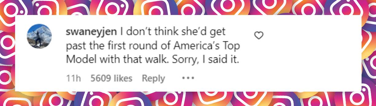 User comment about Tyra Banks at the Victoria's Secret Fashion Show, dated October 15, 2024 | Source: Instagram/enews