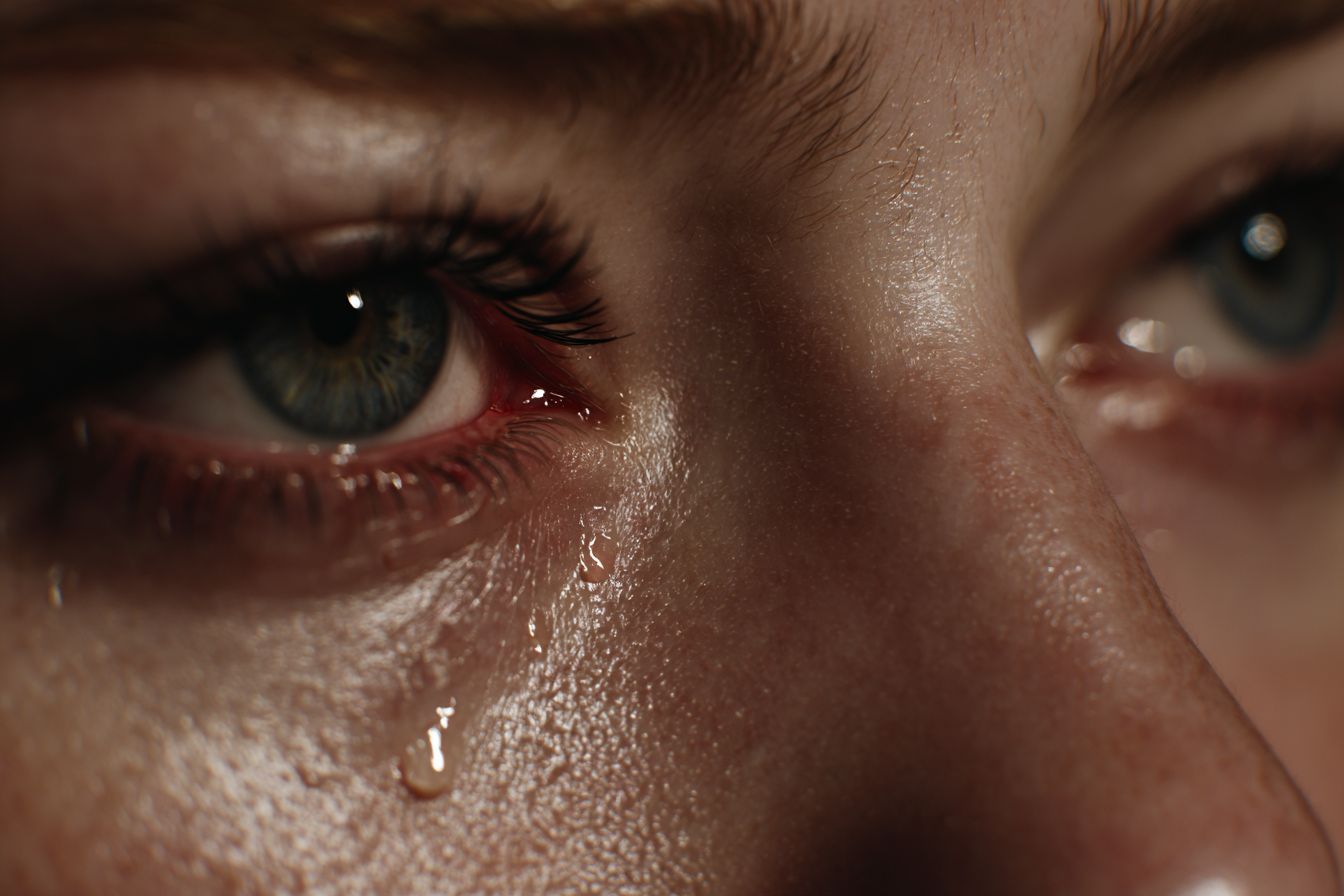 A woman with tears in her eyes | Source: Midjourney