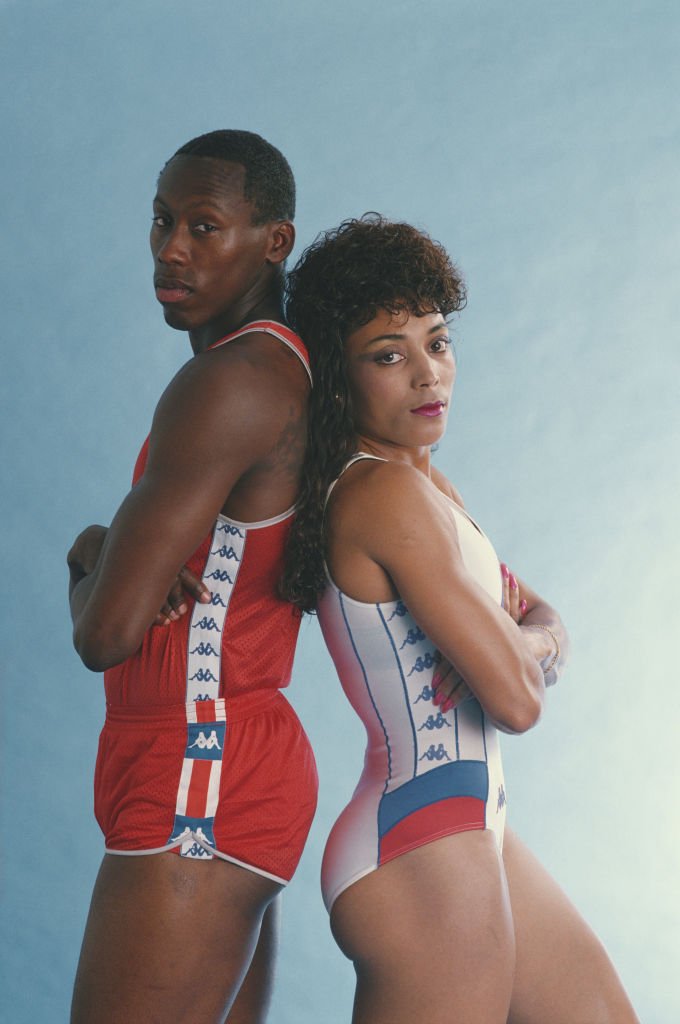 World and Olympic athletics champion Florence Griffith-Joyner with her husband Olympic triple jump champion of 1984 Al Joyner on April 5 1988 in Los Angeles, California, United States | Source: Getty Images