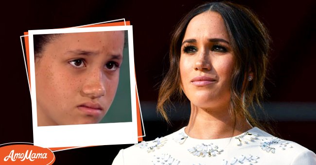 Left: 11 year old Meghan Markle Source: YouTube/Inside Edition Right: Markle at Global Citizen Live on September 25, 2021 in New York City. Source: Getty Images