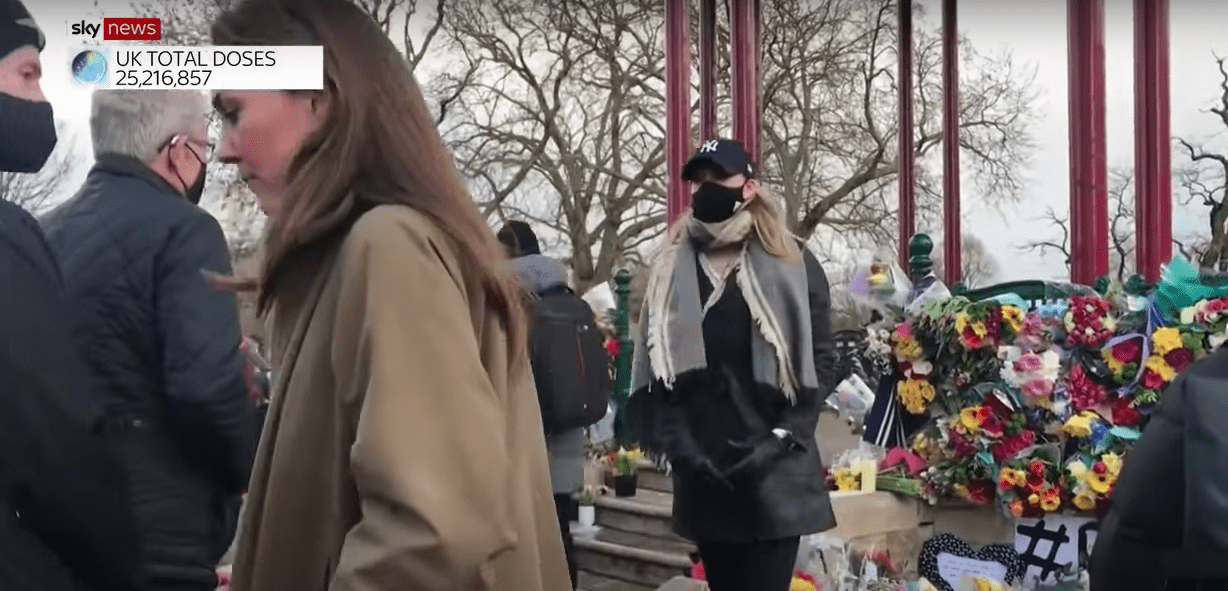 Screenshot of Kate Middleton visiting a memorial, as reported by Sky News. | Source: YouTube/SkyNews