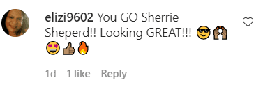 A fan's comment on Sherri Sheperd's new Instagram video of her dancing in all black. | Photo: Instagram/Sherrieshepherd 